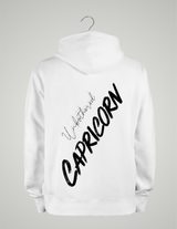 SWEAT À CAPUCHE UNISEXE / CAPRICORNE NOIR ET BLANC