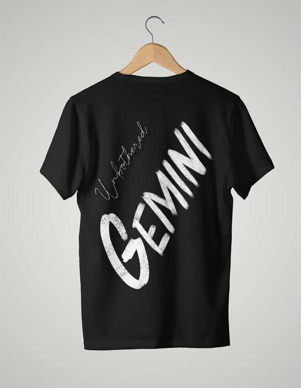 UNISEX T-SHIRT/ BLACK & WHITE GEMINI UNBOTHERED